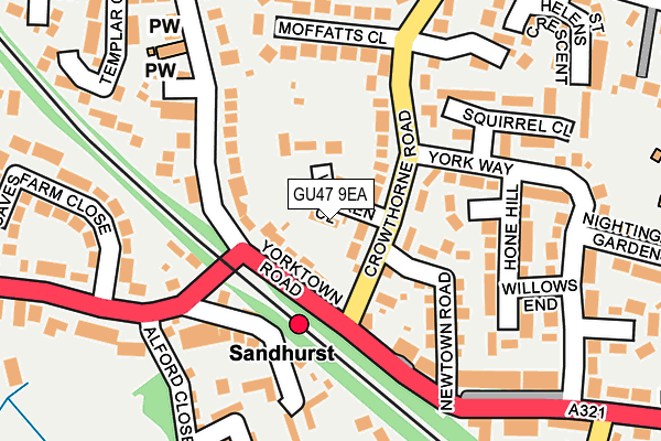 GU47 9EA map - OS OpenMap – Local (Ordnance Survey)