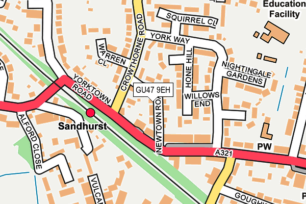 GU47 9EH map - OS OpenMap – Local (Ordnance Survey)