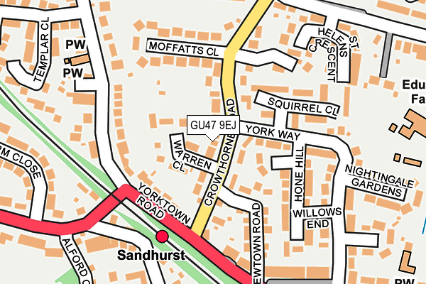 GU47 9EJ map - OS OpenMap – Local (Ordnance Survey)
