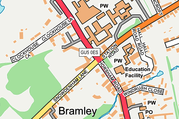 GU5 0ES map - OS OpenMap – Local (Ordnance Survey)