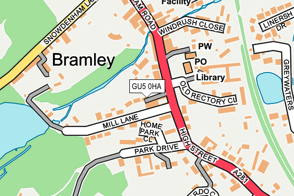 GU5 0HA map - OS OpenMap – Local (Ordnance Survey)