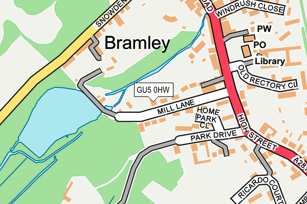 GU5 0HW map - OS OpenMap – Local (Ordnance Survey)