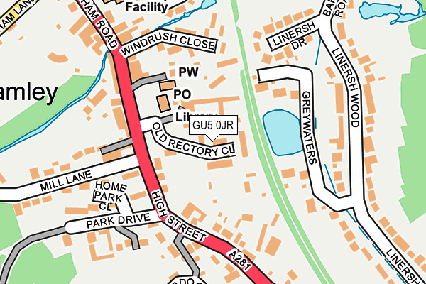 GU5 0JR map - OS OpenMap – Local (Ordnance Survey)