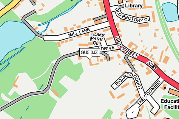 GU5 0JZ map - OS OpenMap – Local (Ordnance Survey)