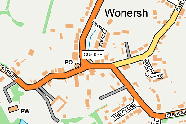 GU5 0PE map - OS OpenMap – Local (Ordnance Survey)