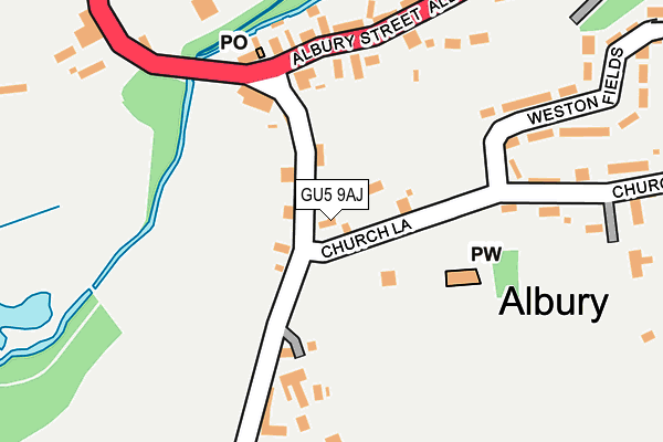 GU5 9AJ map - OS OpenMap – Local (Ordnance Survey)