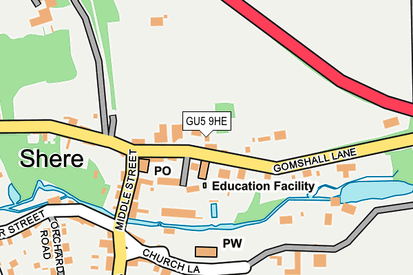 GU5 9HE map - OS OpenMap – Local (Ordnance Survey)