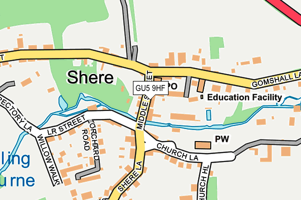 GU5 9HF map - OS OpenMap – Local (Ordnance Survey)