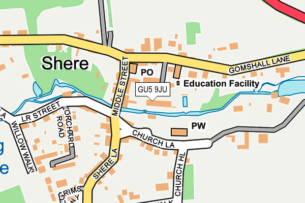 GU5 9JU map - OS OpenMap – Local (Ordnance Survey)