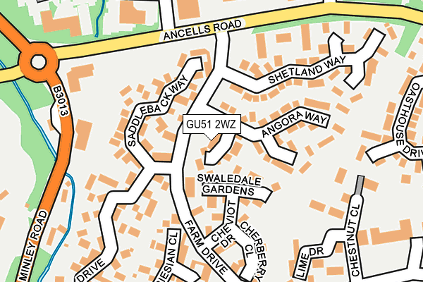 GU51 2WZ map - OS OpenMap – Local (Ordnance Survey)