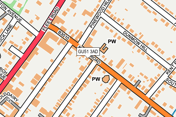 GU51 3AD map - OS OpenMap – Local (Ordnance Survey)