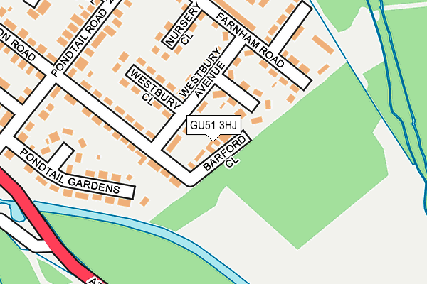 GU51 3HJ map - OS OpenMap – Local (Ordnance Survey)