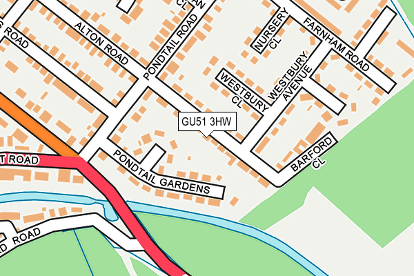 GU51 3HW map - OS OpenMap – Local (Ordnance Survey)