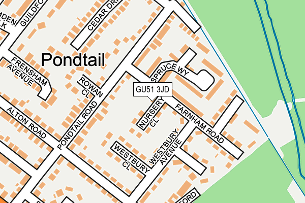 GU51 3JD map - OS OpenMap – Local (Ordnance Survey)