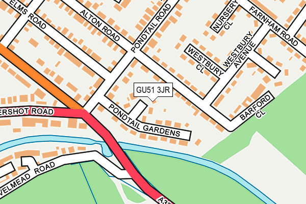 GU51 3JR map - OS OpenMap – Local (Ordnance Survey)