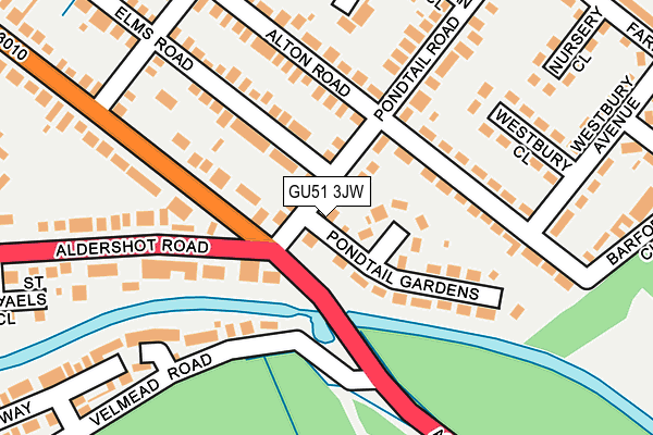 GU51 3JW map - OS OpenMap – Local (Ordnance Survey)