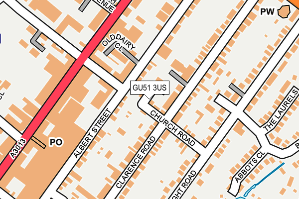 GU51 3US map - OS OpenMap – Local (Ordnance Survey)