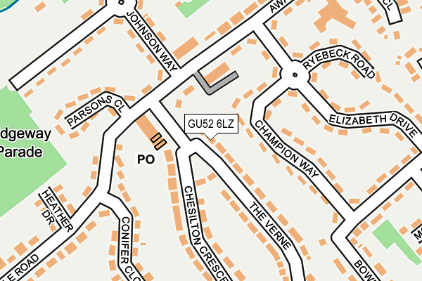 GU52 6LZ map - OS OpenMap – Local (Ordnance Survey)