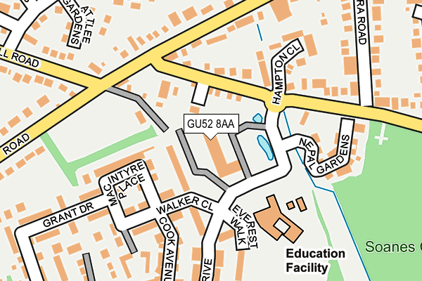 GU52 8AA map - OS OpenMap – Local (Ordnance Survey)