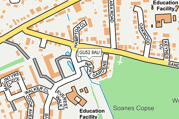 GU52 8AU map - OS OpenMap – Local (Ordnance Survey)