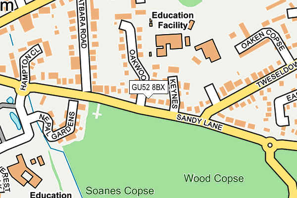 GU52 8BX map - OS OpenMap – Local (Ordnance Survey)