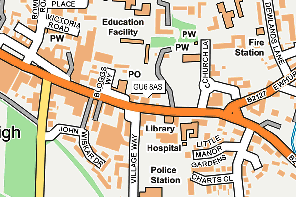 GU6 8AS map - OS OpenMap – Local (Ordnance Survey)