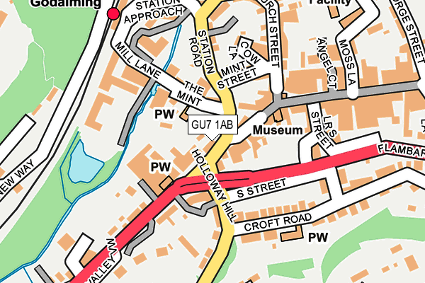 GU7 1AB map - OS OpenMap – Local (Ordnance Survey)