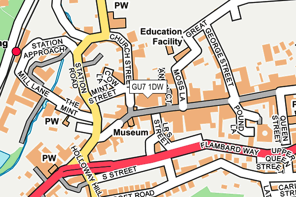GU7 1DW map - OS OpenMap – Local (Ordnance Survey)