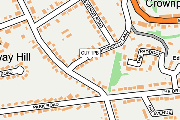 GU7 1PB map - OS OpenMap – Local (Ordnance Survey)