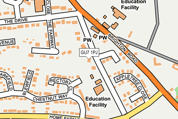 GU7 1PJ map - OS OpenMap – Local (Ordnance Survey)