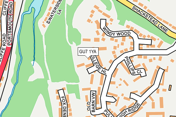 GU7 1YA map - OS OpenMap – Local (Ordnance Survey)