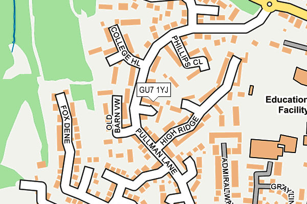 GU7 1YJ map - OS OpenMap – Local (Ordnance Survey)