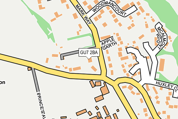 GU7 2BA map - OS OpenMap – Local (Ordnance Survey)