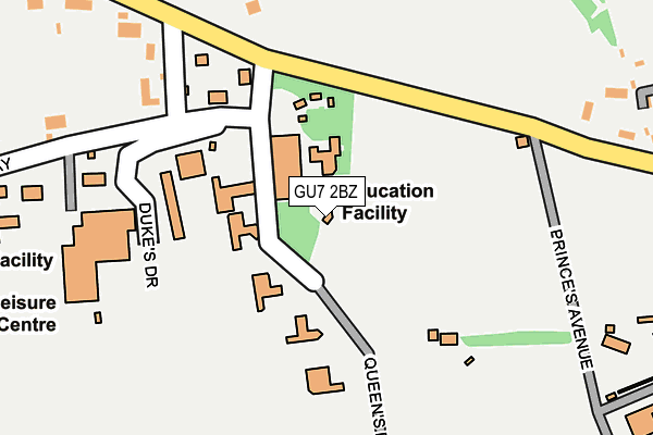 GU7 2BZ map - OS OpenMap – Local (Ordnance Survey)