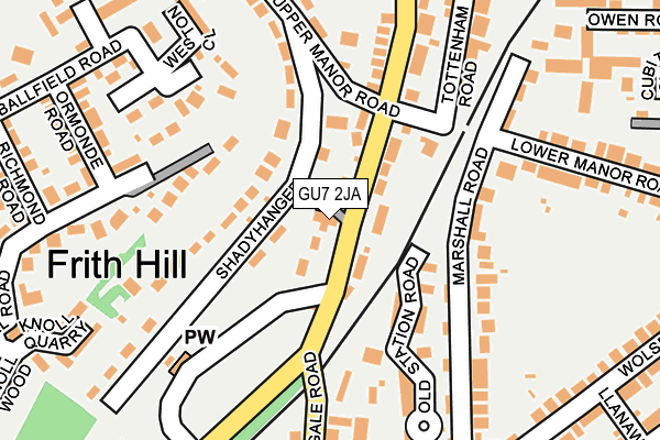 GU7 2JA map - OS OpenMap – Local (Ordnance Survey)