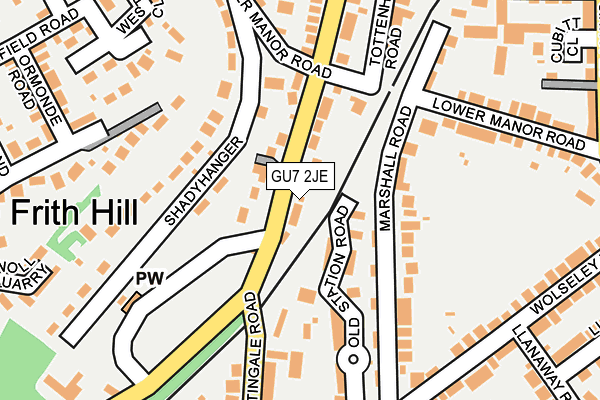 GU7 2JE map - OS OpenMap – Local (Ordnance Survey)