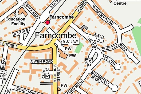 GU7 3AW map - OS OpenMap – Local (Ordnance Survey)