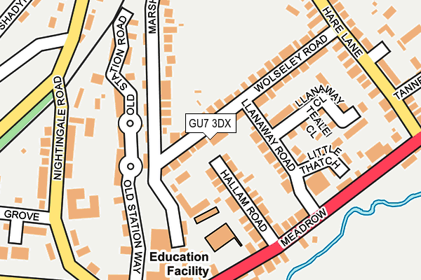 GU7 3DX map - OS OpenMap – Local (Ordnance Survey)