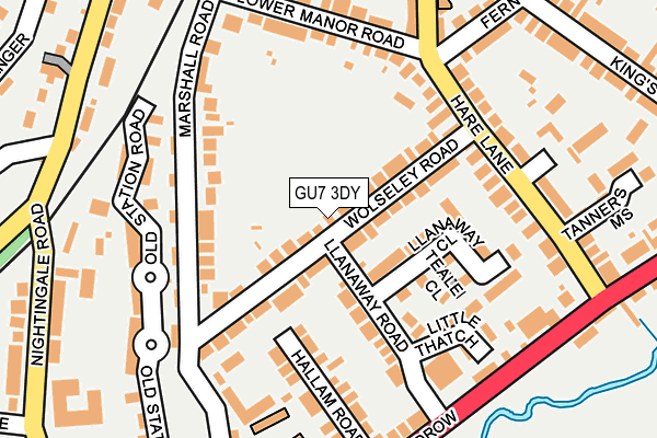 GU7 3DY map - OS OpenMap – Local (Ordnance Survey)