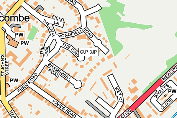 GU7 3JP map - OS OpenMap – Local (Ordnance Survey)