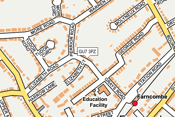 GU7 3PZ map - OS OpenMap – Local (Ordnance Survey)