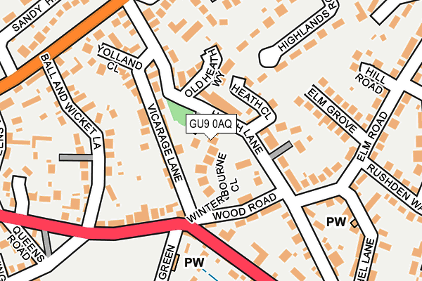 GU9 0AQ map - OS OpenMap – Local (Ordnance Survey)