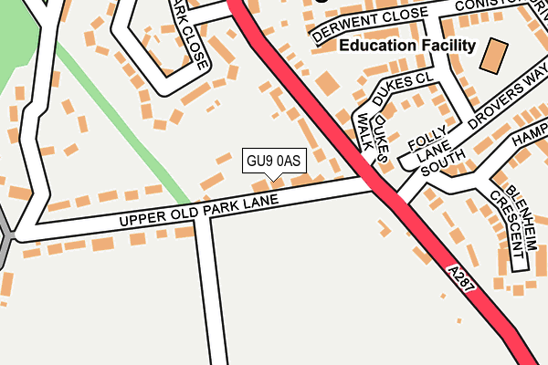 GU9 0AS map - OS OpenMap – Local (Ordnance Survey)