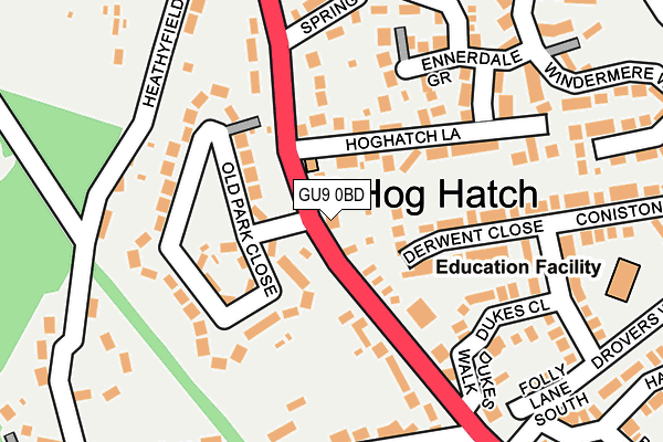 GU9 0BD map - OS OpenMap – Local (Ordnance Survey)