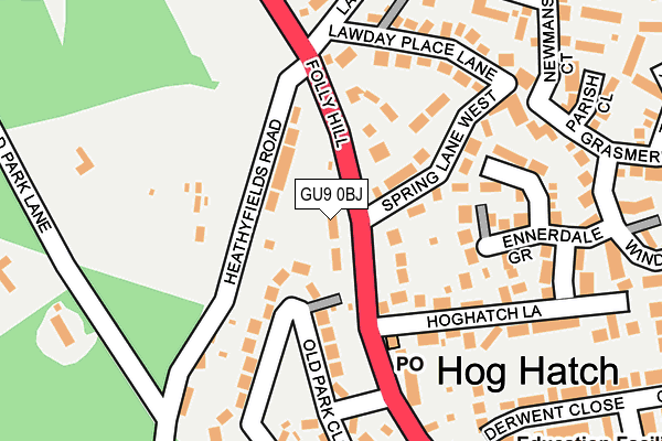 GU9 0BJ map - OS OpenMap – Local (Ordnance Survey)