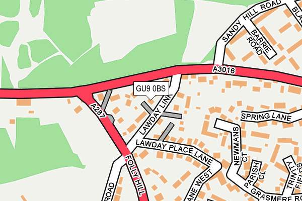 GU9 0BS map - OS OpenMap – Local (Ordnance Survey)