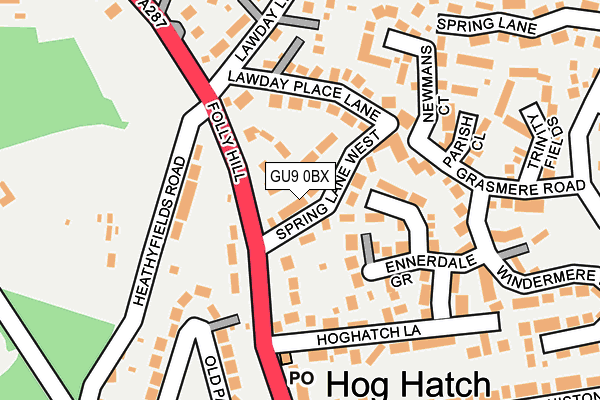 GU9 0BX map - OS OpenMap – Local (Ordnance Survey)