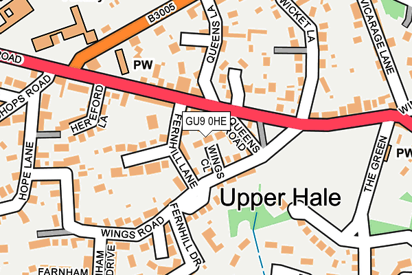 GU9 0HE map - OS OpenMap – Local (Ordnance Survey)