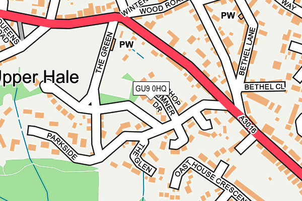 GU9 0HQ map - OS OpenMap – Local (Ordnance Survey)