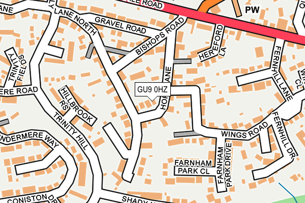 GU9 0HZ map - OS OpenMap – Local (Ordnance Survey)